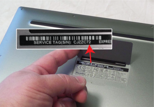 Dell XPS Service Tag