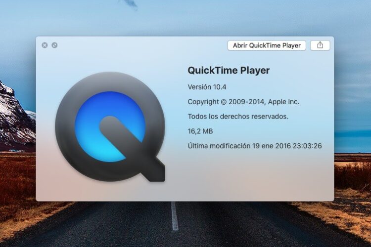 Grabación de pantalla del reproductor QuickTime en Mac.